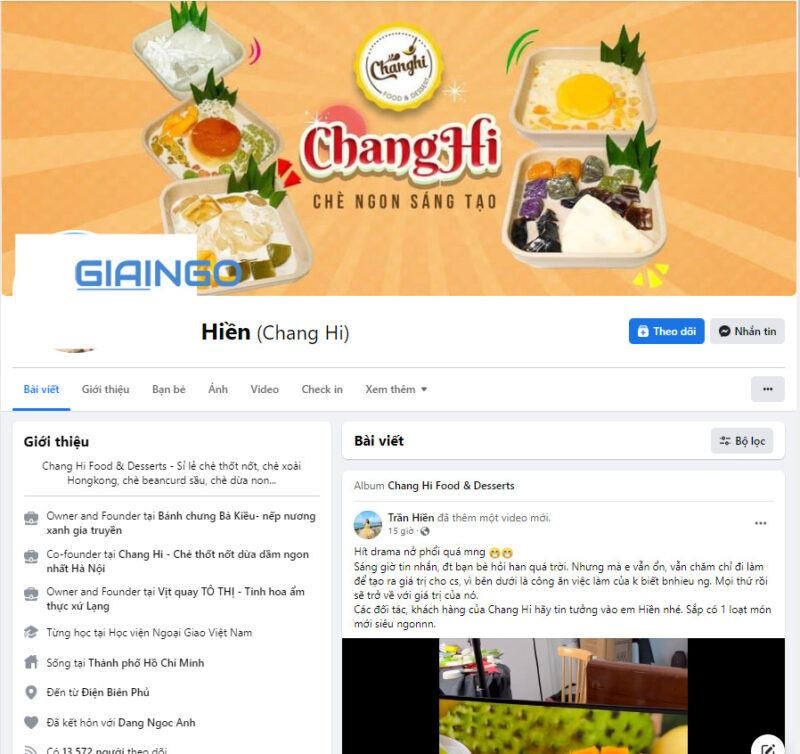 Facebook bà chủ quán chè Chang Hi là gì