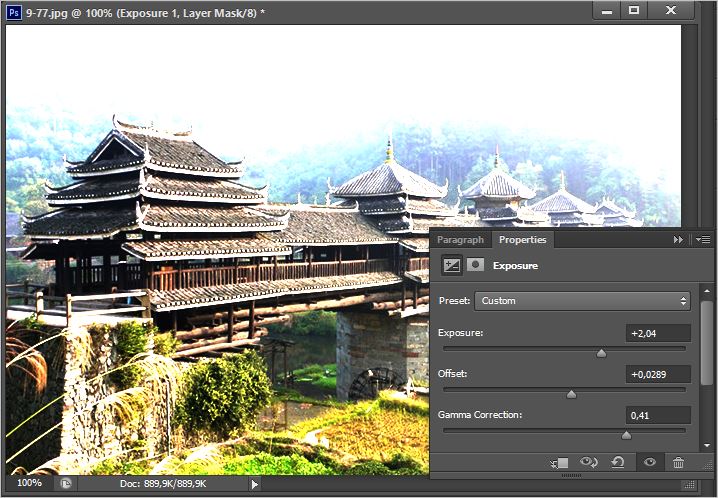 Cách làm sáng vùng tối trong photoshop với Exposure