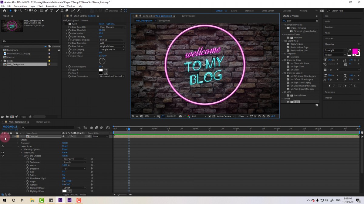 Hướng dẫn tạo Logo intro hiệu ứng Neon với Adobe After Effects