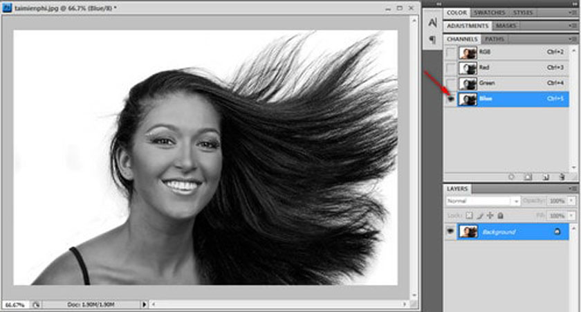 Tách tóc trong Photoshop bằng công cụ Channel